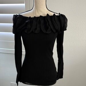 Anne Fontaine Elegant Black Off-Shoulder Feda Sweater 36
